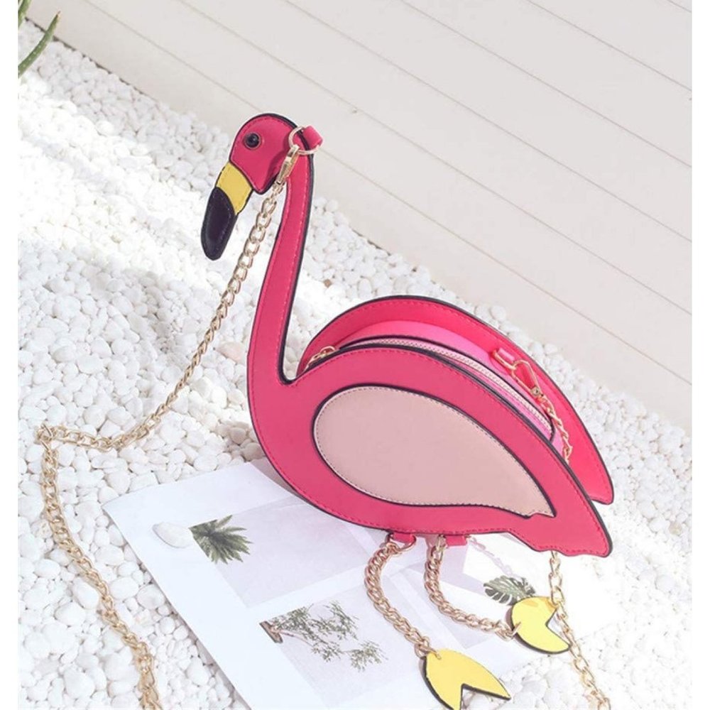 NOVELTY PINK FLAMINGO HANDBAG CROSSBODY BAG STATEMENT PIECE